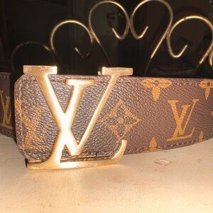 Louis Vuitton Monogram Belt with Gold Buckle